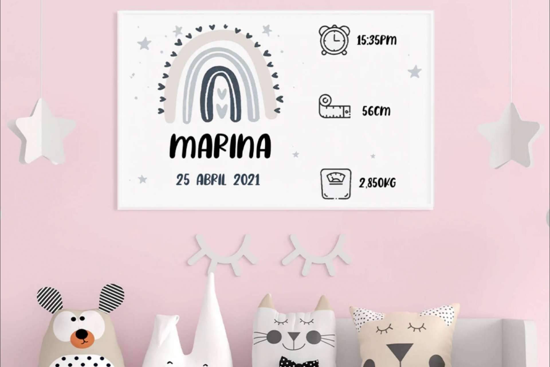 Cuadro personalizado para el nacimiento de un bebé, en VeAlma