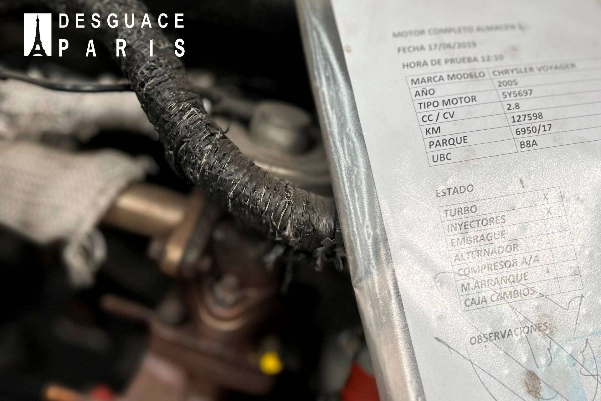 Amplio catálogo de motores y cajas de cambios de segunda mano en Desguace París