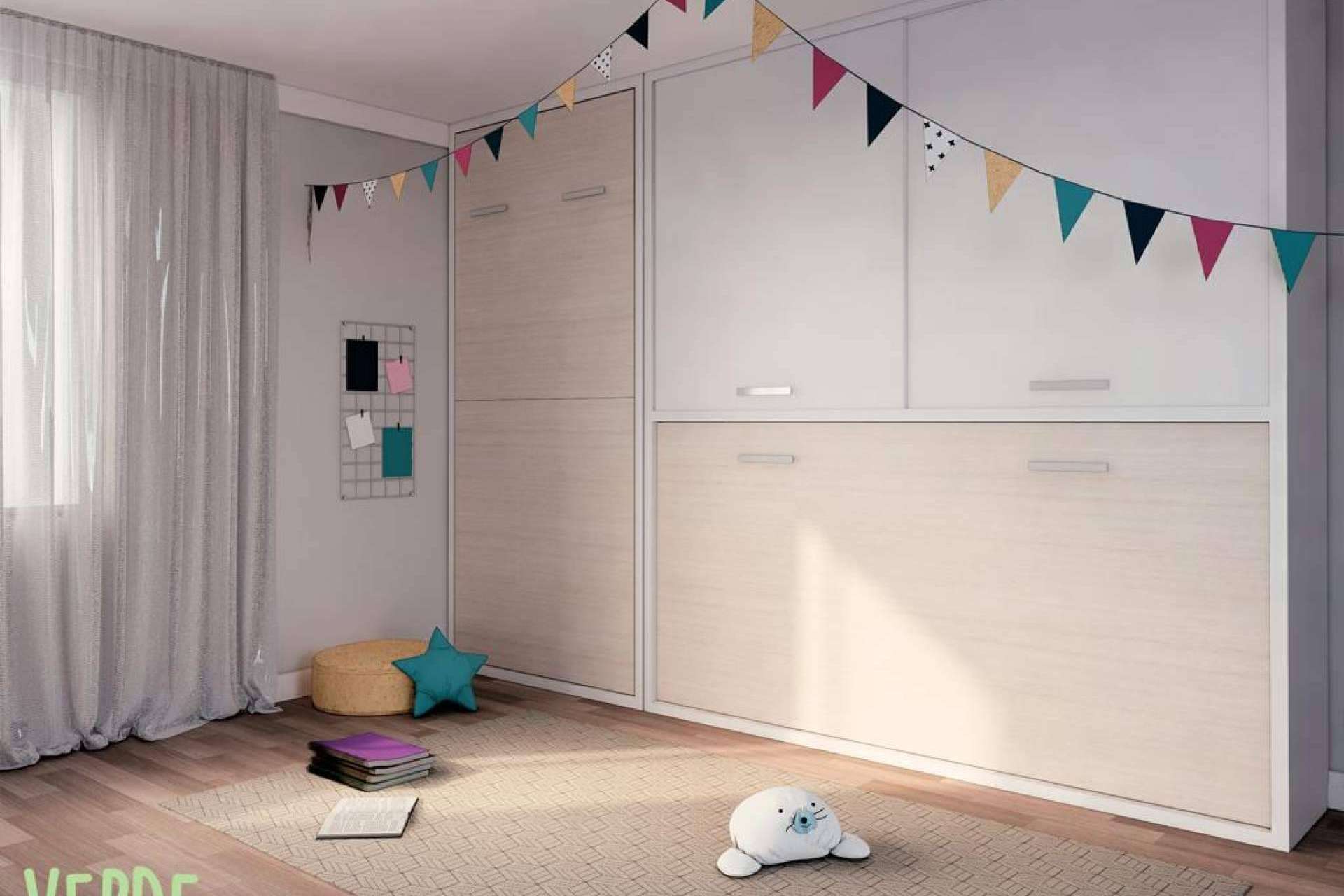 Verde Limón Muebles dispone de camas abatibles para habitaciones juveniles con poco espacio