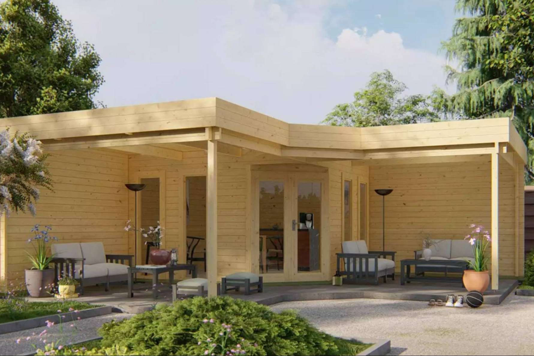 Diseños modernos de casas de madera con techos planos en HobyCasa