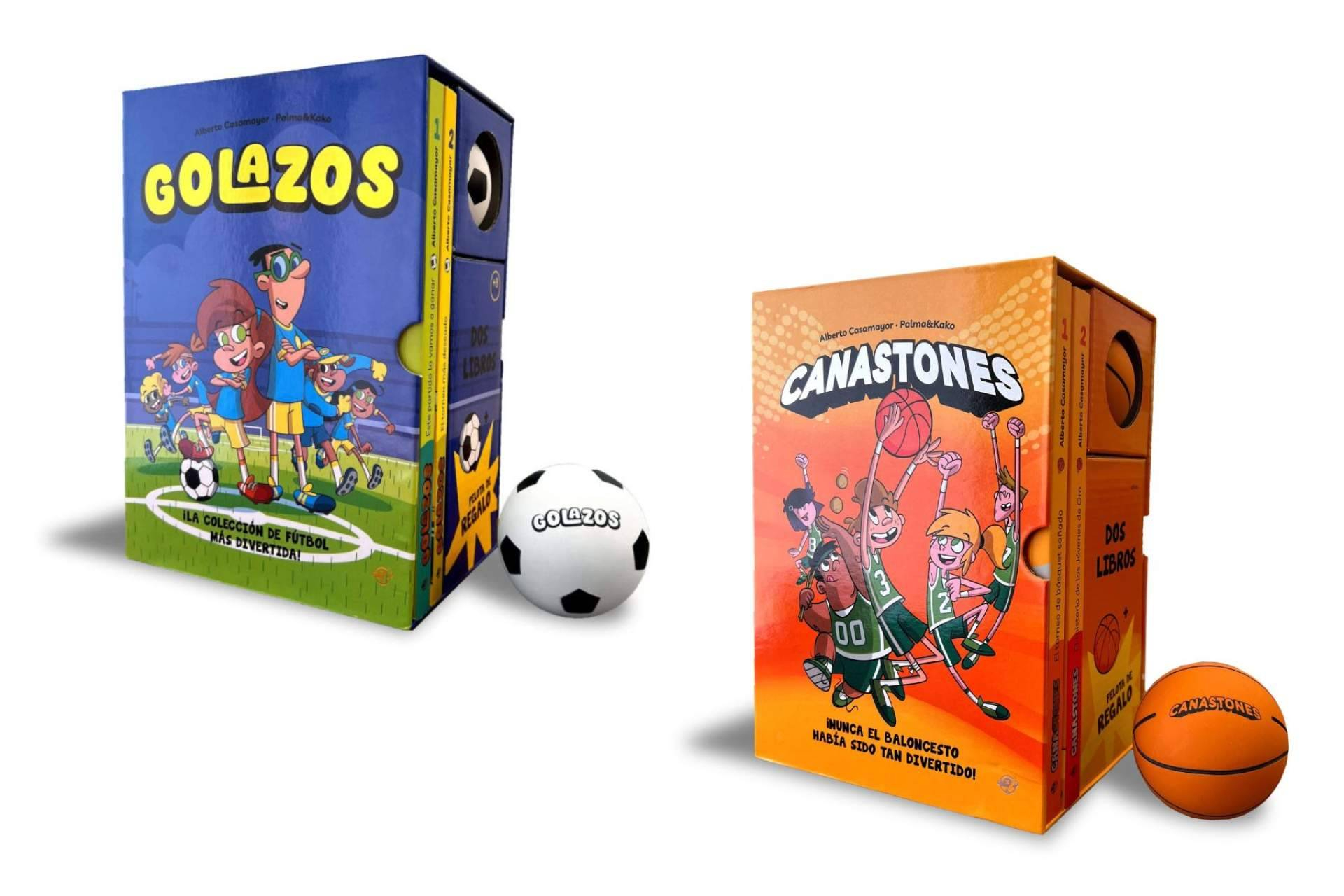Diversión a lo grande; los estuches de Golazos y Canastones con libros y minipelota de regalo